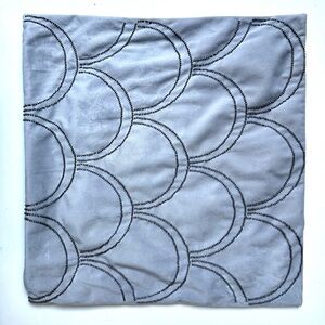 EUC Scott Living Beaded Velour Decorative Pillow Cover, Gray, 18”x18”